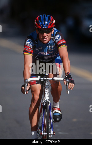 Lance Armstrong per i concorrenti la US Postal Service Team al 1998 Prima unione noi PRO di Ciclismo. Foto Stock