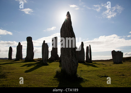 Isola di Lewis, Scozia. Il Calanais pietre permanente sulla costa ovest di Lewis nei pressi del villaggio di Calanais. Foto Stock