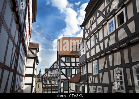 Antiche case tedesche in Marburg Foto Stock