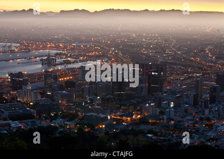 Vista dalla collina di segnale su al mattino, Cape Town, Western Cape, Sud Africa Foto Stock