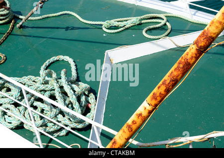 Ponte del peschereccio Newlyn REGNO UNITO Foto Stock