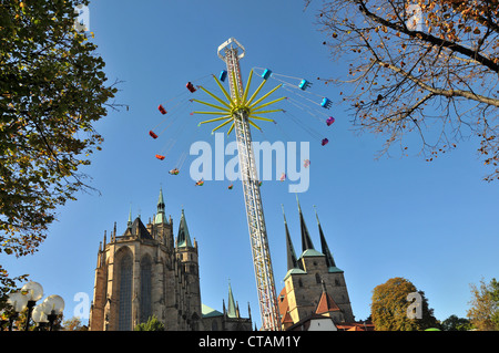 Sulla piazza del Duomo, Erfurt, Turingia, Germania Foto Stock