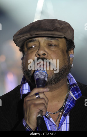 Cantante cubano Francisco Cespedes in concerto a Los Suenos Marriott Resort, Costa Rica. Foto Stock