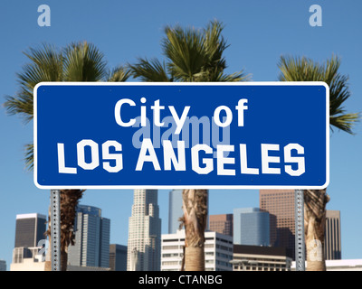 Los Angeles city limite con il segno fatto a mano font. Foto Stock
