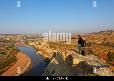 Canyon del vento Outlook, Parco nazionale Theodore Roosevelt, Medora, il Dakota del Nord, STATI UNITI D'AMERICA Foto Stock