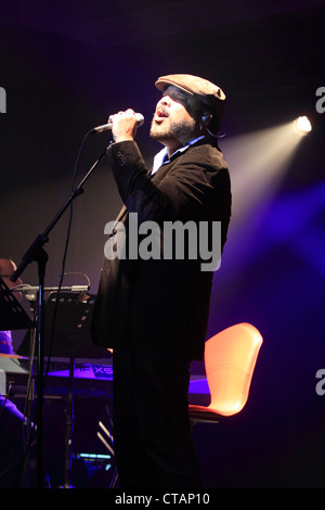 Cantante cubano Francisco Cespedes in concerto a Los Suenos Marriott Resort, Costa Rica. Foto Stock