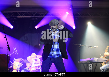 Cantante cubano Francisco Cespedes in concerto a Los Suenos Marriott Resort, Costa Rica. Foto Stock