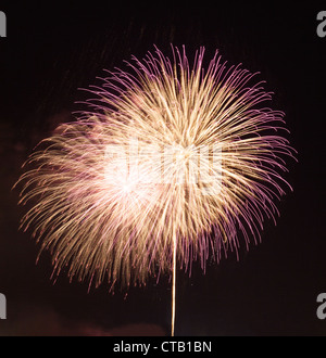 Fuochi d'artificio in un cielo scuro separati dalla città e pronto per isolare per uso in altre immagini Foto Stock