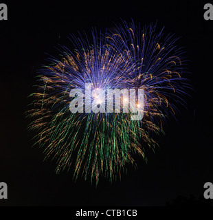 Fuochi d'artificio in un cielo scuro separati dalla città e pronto per isolare per uso in altre immagini Foto Stock