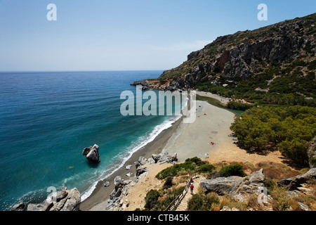 Preveli Beach, Finikas, Prefettura di Rethimno, Creta, Grecia Foto Stock