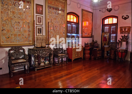 Set di camera, Peranakan Mansion, Penang, Malaysia. Foto Stock