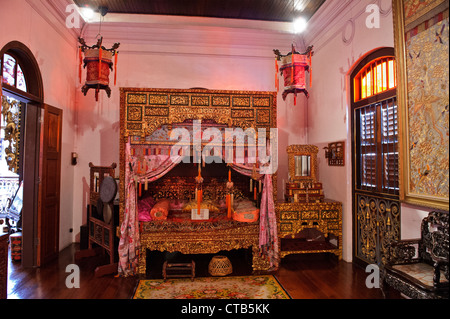 Set di camera, Peranakan Mansion, Penang, Malaysia. Foto Stock