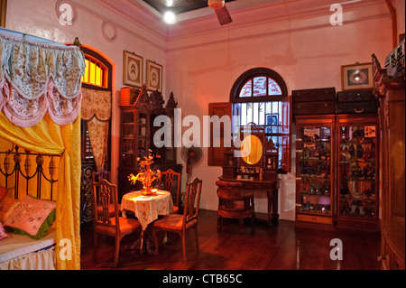 Set di camera, Peranakan Mansion, Penang, Malaysia. Foto Stock