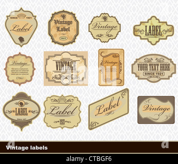 Etichette vintage imposta illustrazione vettoriale Foto Stock
