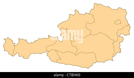 Mappa di Austria con le diverse province. Foto Stock