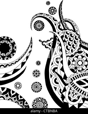 Dettagliata disegnati a mano doodle in bianco e nero. Foto Stock