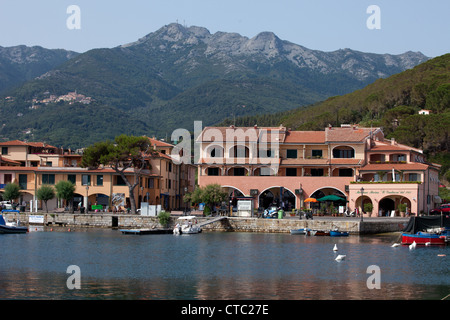 Vista di Marciana Marina, Isola d'Elba, Italia. Foto Stock