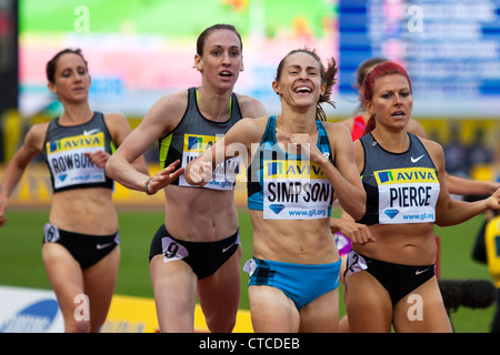 Jenny Simpson, Anna PIERCE, Laura WEIGHTMAN, Shannon ROWBURY, Womens 1500m, Aviva London Grand Prix, 2012 Foto Stock