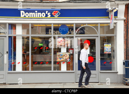 Un Domino's Pizza da asporto in Melton Mowbray, England, Regno Unito Foto Stock