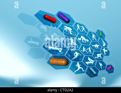 Farmaci in sport illustrazione concettuale Foto Stock