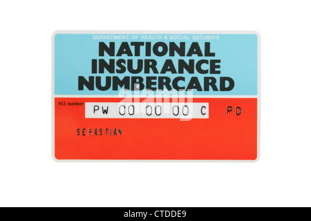 Numero di National Insurance card Foto Stock