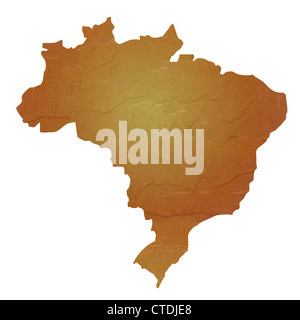 Mappa testurizzata del Brasile mappa marrone con sasso o pietra texture, isolato su sfondo bianco con percorso di clipping. Foto Stock