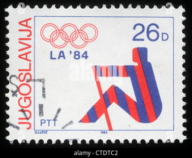 Iugoslavia - circa 1984: un timbro stampato in Jugoslavia mostra giochi olimpici a Los Angeles,circa 1984 Foto Stock