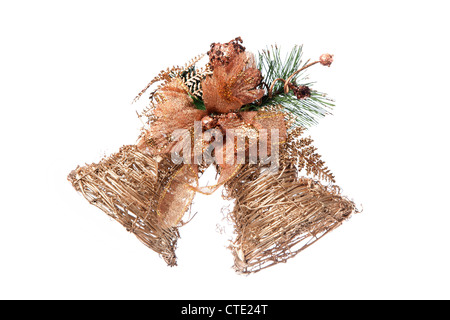 Decorativa campane di Natale, isolato su bianco Foto Stock