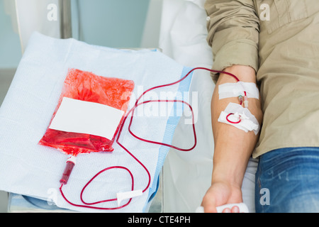 Chiudere fino a donatori sacca di sangue Foto Stock