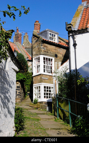 Cottages in Robin Hood's Bay, North Yorkshire Foto Stock