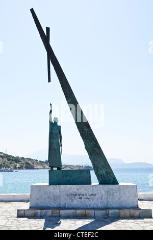Statua di Pitagora a PITHAGORIO, SAMOS, Grecia Foto Stock