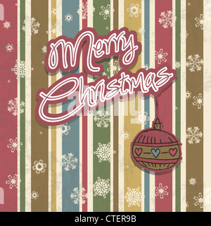Vintage i migliori auguri di Buon Natale Natale carta con palla di Natale e il simbolo del fiocco di neve Foto Stock