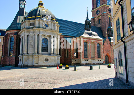 Chiesa di Riddarholmen,Riddarholmskyrkan,Riddarholmen (svedese: "I CAVALIERI' isolotto") è un piccolo isolotto di Stoccolma centrale Foto Stock