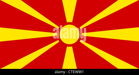 La bandiera nazionale della Macedonia settentrionale è un paese dell'Europa sudorientale Foto Stock