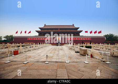 La piazza centrale e la Città Proibita (Palace Museum) a Pechino, Cina Foto Stock