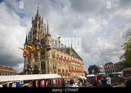 Stadhuis gotico municipio Gouda, Paesi Bassi Foto Stock