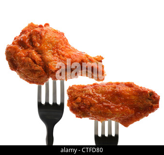 Buffalo chicken wings sulle forche Foto Stock