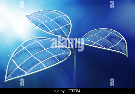 Il fotovoltaico leafs - fotosintesi artificiale concetto illustrazione Foto Stock