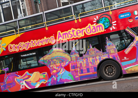 I Paesi Bassi, Amsterdam, City sightseeing bus. Foto Stock