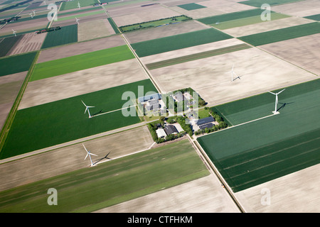 I Paesi Bassi, Zeewolde, aziende agricole e terreni agricoli in Flevopolder. Antenna. Foto Stock