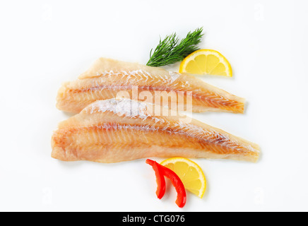 Studio shot di freschi i filetti di pesce Foto Stock
