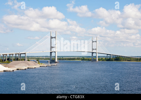 Dames Point-cavo alloggiato ponte sul fiume del St Johns a Jacksonville, FL Foto Stock