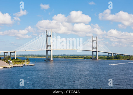 Dames Point-cavo alloggiato ponte sul fiume del St Johns a Jacksonville, FL Foto Stock