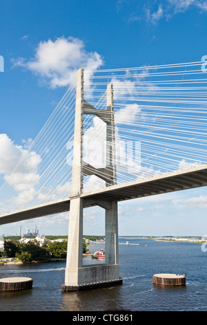 Dames Point-cavo alloggiato ponte sul fiume del St Johns a Jacksonville, FL Foto Stock