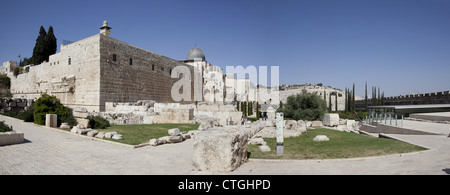Vista Panoramica che mostra il Monte del Tempio nella Città Vecchia di Gerusalemme Foto Stock