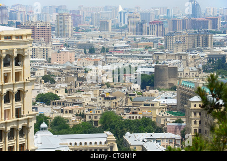 Vista della città di Baku - capitale dell'Azerbaigian Foto Stock