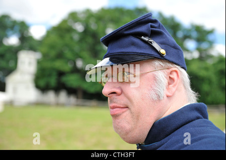 Old Bethpage, New York, Stati Uniti d'America - 21 Luglio 2012: bruce BREM di Farmingdale, NY, raffigura un privato, a ri-creazione di Camp Scott, Foto Stock