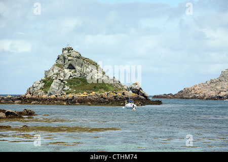 Anneka's Quay, il Bar, Norrard, Bryher e il nuovo porto di Grimsby Tresco opposta Isole Scilly Isole Scilly Cornwall Inghilterra Foto Stock