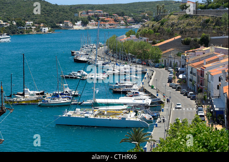 Il profondo porto naturale del porto di Mahon Minorca isole Baleari Spagna Foto Stock