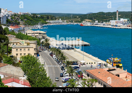 Profondo porto naturale di porto di Mahon Minorca isole Baleari Spagna Foto Stock